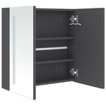 vidaXL Armoire de salle de bain à miroir LED Gris brillant 62x14x60 cm