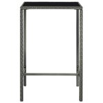 vidaXL Table de bar de jardin Gris 70x70x110cm Résine tressée et verre