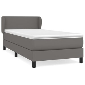 vidaXL Sommier à lattes de lit avec matelas Gris 90x190 cm Similicuir
