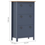vidaXL Armoire à chaussures Hill Gris 72x35x124 cm Bois de pin solide