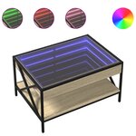 vidaXL Table basse avec LED infini chêne sonoma 70x50x38 cm