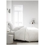 TODAY Parure de couette Leonie - 100% Percale de Coton - 220 x 240 cm - Blanc chantilly et mastic TODAY