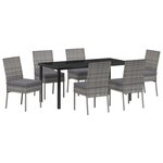 vidaXL Ensemble de 7 chaises de jardin gris polyrattan