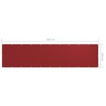 vidaXL Écran de balcon Rouge 120x500 cm Tissu Oxford
