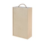 Boîte coffret bois 2 bouteilles couvercle coulissant 34 x 18 x 9.5 cm