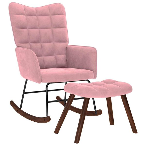 vidaXL Chaise à bascule avec repose-pied rose velours