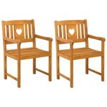 vidaXL Chaises de jardin 2 pc Naturel Bois d'Acacia Massif