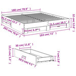 vidaXL Cadre de lit à tiroirs sonoma gris 180x200 cm bois d'ingénierie