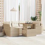 vidaXL Ensemble de canapé de jardin 7 Pièces Beige Poly rotin