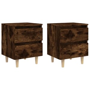 vidaXL Tables de chevet et pieds en bois 2 Pièces Chêne fumé 40x35x50 cm