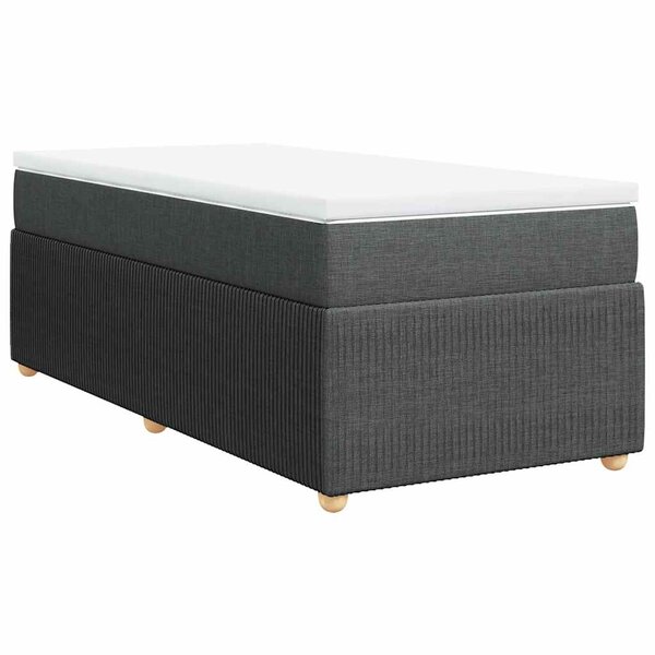 vidaXL Sommier à lattes de lit avec matelas Gris foncé 90x200 cm Tissu