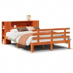 vidaXL Lit bibliothèque sans matelas cire marron 120x200 cm pin massif