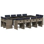 vidaXL Ensemble à manger de jardin avec coussins 13 Pièces résine tressée
