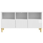 vidaXL Meuble TV Blanc brillant 102 x 34 5 x 50 cm Bois d'ingénierie