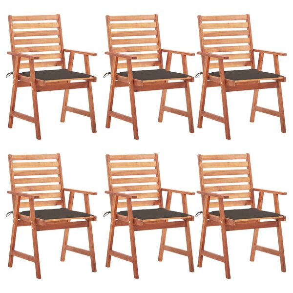 vidaXL Chaises à manger d'extérieur lot de 6 et coussins Acacia massif