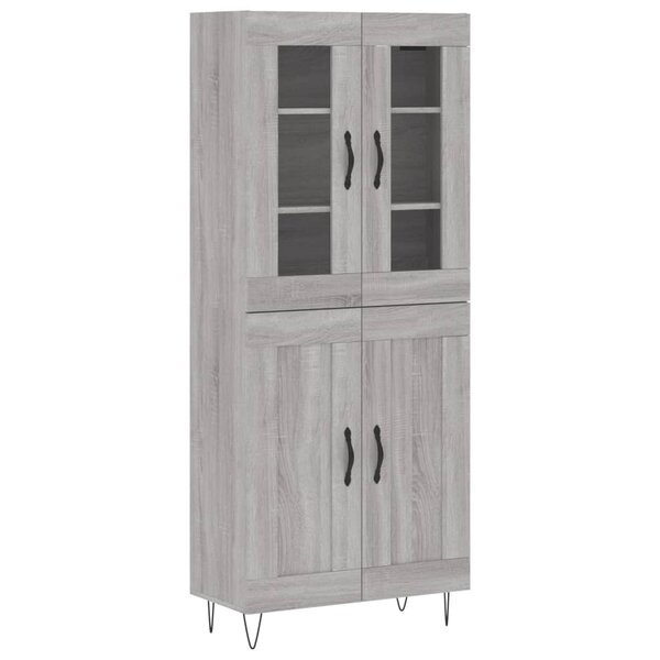 vidaXL Buffet haut Sonoma gris 69 5x34x180 cm Bois d'ingénierie