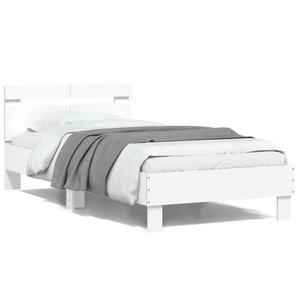 vidaXL Cadre de lit sans matelas avec tête de lit blanc 100x200 cm