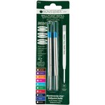 Blister de 2 recharges pour stylo bille bleu pointe moyenne compatible avec parker monteverde