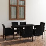 vidaXL Ensemble à manger de jardin 7 Pièces Résine tressée Noir