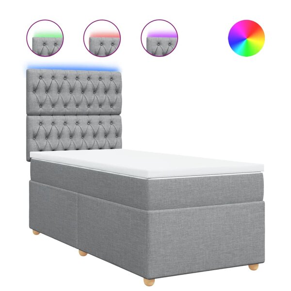 vidaXL Sommier à lattes de lit et matelas Gris clair 90x190 cm Tissu