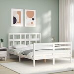 vidaXL Cadre de lit sans matelas blanc 140x190 cm bois massif
