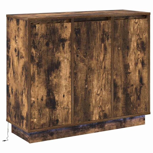 vidaXL Buffet LED Chêne fumé 90 x 32 x 75 cm Bois d'ingénierie