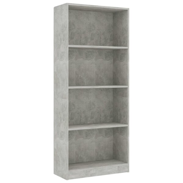 vidaXL Bibliothèque 4 niveaux Gris béton 60x24x142cm Bois d’ingénierie