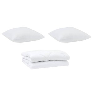 vidaXL Couette avec oreiller 3 Pièces Blanc Microfibre