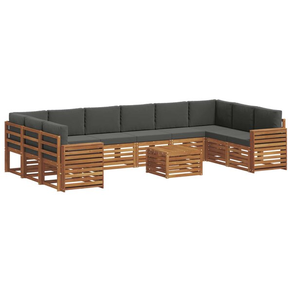 vidaXL Ensemble de canapés d'extérieur 11 Pièces Naturel et Anthracite