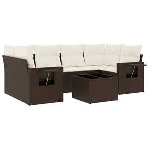 vidaXL Salon de jardin avec coussins 7 Pièces marron résine tressée