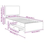 vidaXL Cadre de lit Chêne fumé 100 x 200 cm Bois d'ingénierie