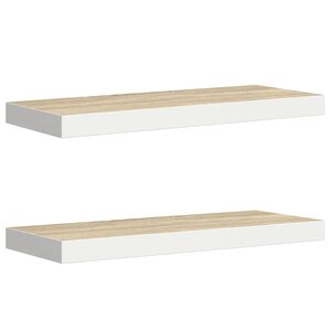 vidaXL Étagères flottantes 2 Pièces chêne et blanc 60x23 5x3 8 cm MDF