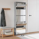 vidaXL Armoire à chaussures miroir 5 niveaux sonoma gris 63x17x169 5cm
