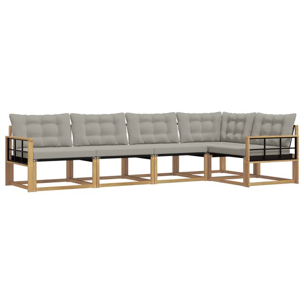 vidaXL Ensemble de canapés d'extérieur 5 pc Blanc et gris clair