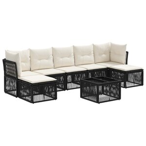 vidaXL Ensemble de canapé de jardin 8 pc Noir polyrotin