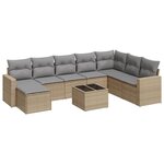 vidaXL Salon de jardin avec coussins 9 Pièces beige résine tressée