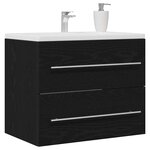 vidaXL Meuble de salle de bain avec lavabo chêne noir 60x38 5x48 cm