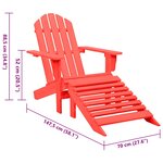 vidaXL Chaise de jardin Adirondack avec pouf Bois de sapin Rouge