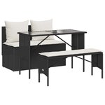 vidaXL Ensemble à manger de jardin avec coussins 3 Pièces Noir