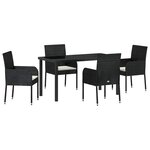 vidaXL Ensemble de salle à manger pour jardin 5 Pièces Noir polyrotin