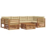 vidaXL Ensemble de canapés d'extérieur 7 Pièces Naturel et Beige