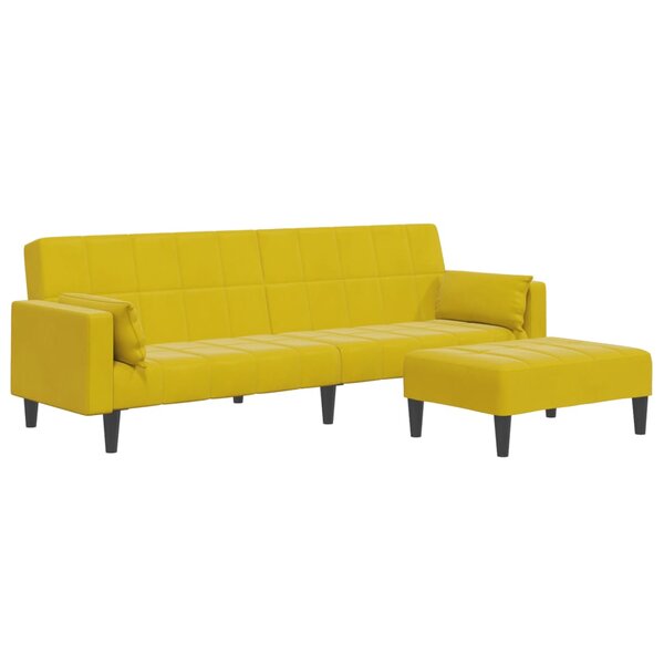 vidaXL Canapé-lit à 2 places avec repose-pied jaune velours