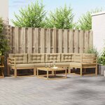 vidaXL Ensemble de canapés d'extérieur 6 Pièces Blanc et Beige