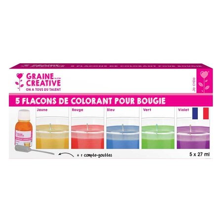 Colorant liquide pour bougie 5 flacons 27 ml