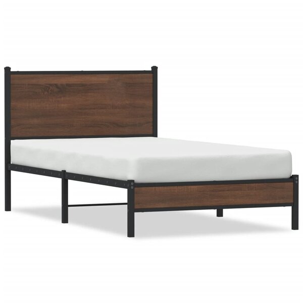 vidaXL Cadre de lit en métal sans matelas chêne marron 107x203 cm