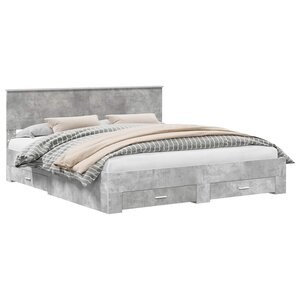 vidaXL Cadre de lit Gris béton 200 x 200 cm Bois d'ingénierie