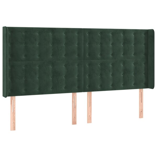 vidaXL Tête de lit avec oreilles Vert foncé 183x16x118/128 cm Velours