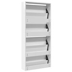 vidaXL Armoire à chaussures miroir 4 niveaux blanc brillant