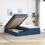 VidaXL Cadre de lit ottoman avec matelas bleu 160x200 cm tissu