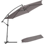 Tectake Parasol 350 cm avec housse de protection - gris